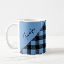 Taza de café con nombre de patrón de cuadros de Bu