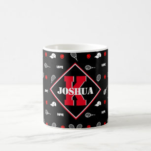 Taza De Café Con nombre 🎾 🎾 de tenis en blanco y negro