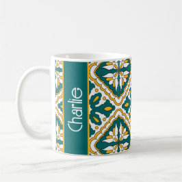 Taza De Café Con nombre💛💚 Hermosas baldosas marroquíes