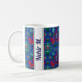 Taza De Café Con nombre 💙 Hermoso patrón turco de Iznik