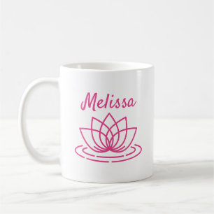 Taza de café con nombre personalizado con flor de 