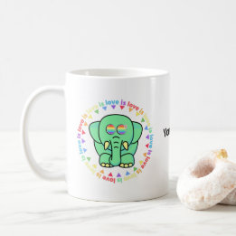 Taza de café con nombre personalizado de elefante 