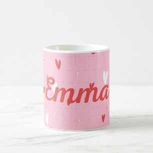 Taza de café con nombre personalizado Emma corazon