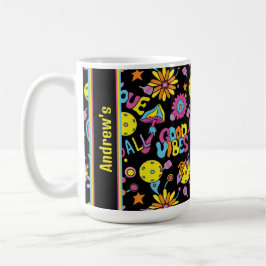 Taza De Café Con nombre, Pickleball Groovy, retro 90, negro