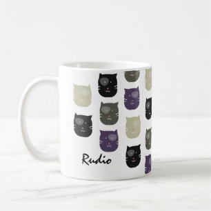 Taza de café con nombre y cara de gato de mascota 