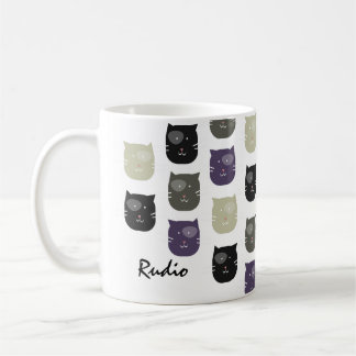 Taza de café con nombre y cara de gato de mascota