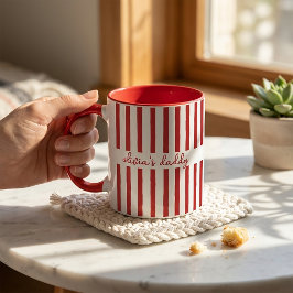 Taza de café con nombres de niños a rayas personal