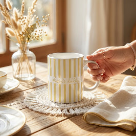 Taza de café con nombres de niños a rayas personal