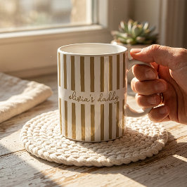 Taza de café con nombres de niños a rayas personal