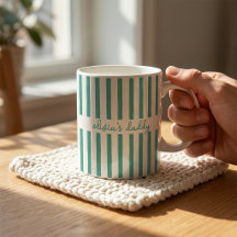 Taza de café con nombres de niños a rayas personal
