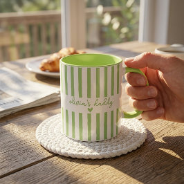 Taza de café con nombres de niños a rayas personal