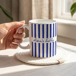 Taza de café con nombres de niños a rayas personal