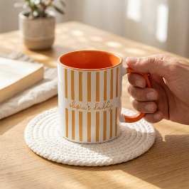 Taza de café con nombres de niños a rayas personal