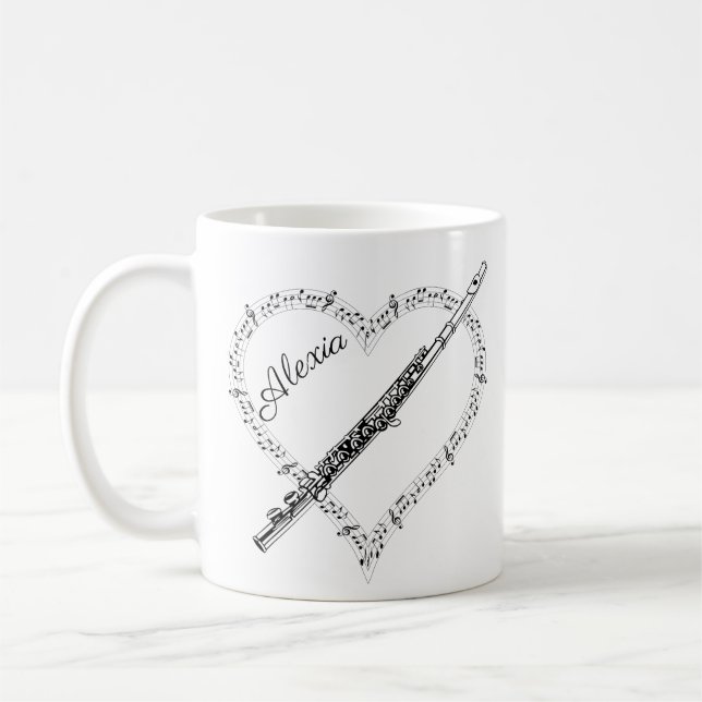 Taza de café con notas musicales de flauta (Izquierda)