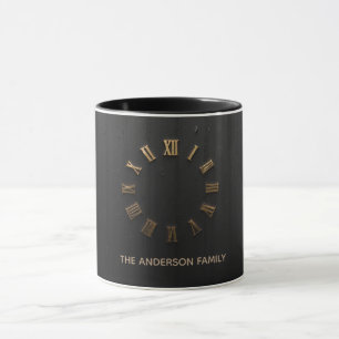 Taza de café con números romanos de lujo en negro 