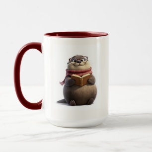 Taza de café con nutria marina gormita leyendo gaf