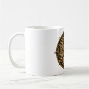 Taza de café con ojo de astrólabo de bronce