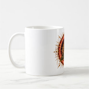 Taza de café con ojo de brasa solar