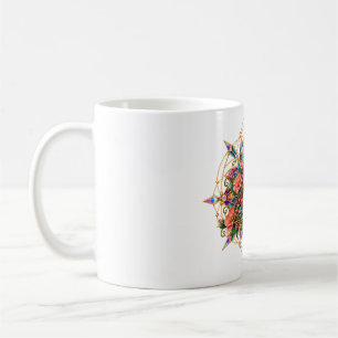 Taza de café con ojo de mosaico floral