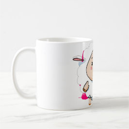 Taza de café con oveja feliz y adorable animal Kaw