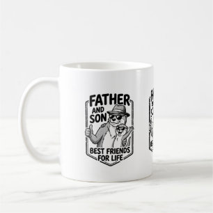 Taza de café con padre e hijo de nutria linda