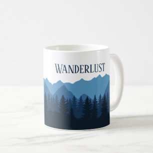 Taza de café con paisaje forestal de montaña Wande