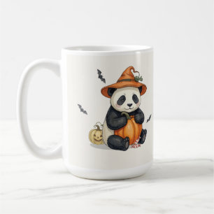 Taza de café con panda de Halloween y calabaza lin