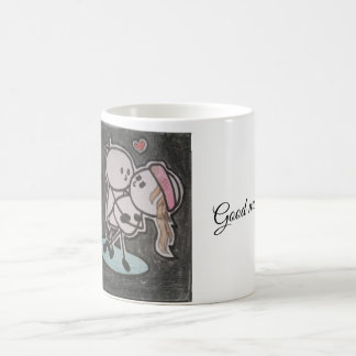 Taza de café con pareja romántica linda