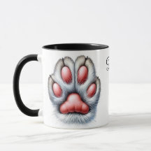 Taza de café con pata de gato divertida