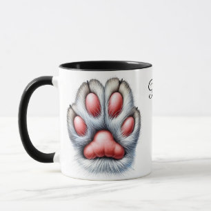 Taza de café con pata de gato divertida