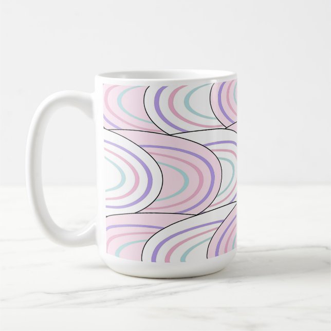 Taza de café con patrón abstracto de onda pastel (Izquierda)