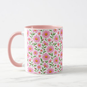 Taza de café con patrón botánico floral de margari