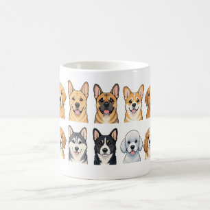 Taza de café con patrón de acuarela de razas de pe