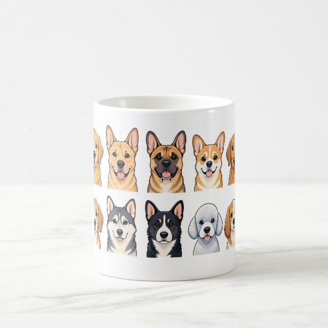 Taza de café con patrón de acuarela de razas de pe (Centro)