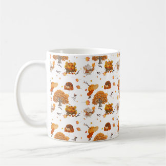 Taza de café con patrón de animales adorables del