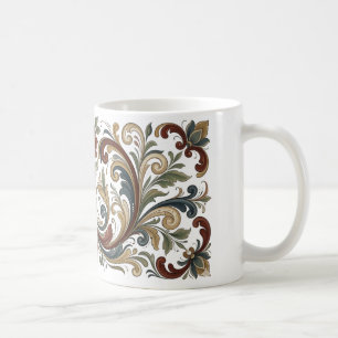 Taza de café con patrón de arte popular escandinav