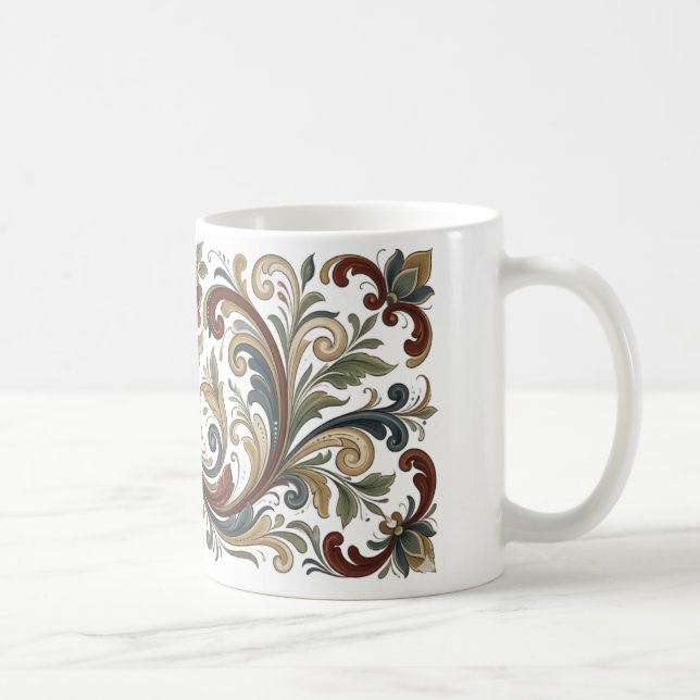 Taza de café con patrón de arte popular escandinav (Derecha)