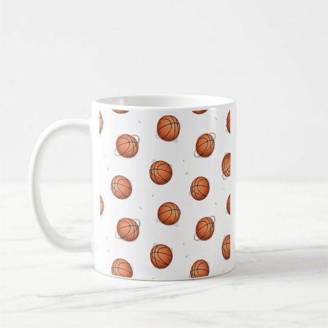 Taza de café con patrón de baloncesto (Izquierda)