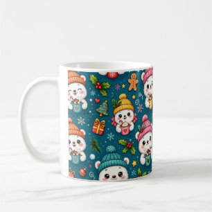 Taza de café con patrón de caras de oso polar Kawa