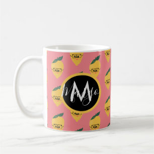 Taza de café con patrón de dibujos animados de lim