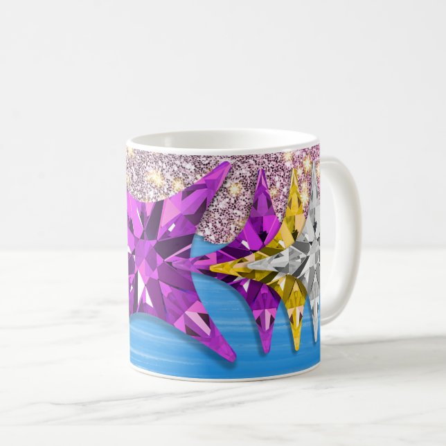 Taza de café con patrón de estrella geométrica col (Anverso derecho)
