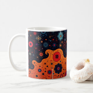 Taza de café con patrón de garabatos coloridos   D