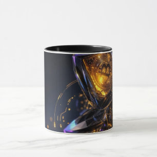 Taza de café con patrón de garabatos coloridos   D
