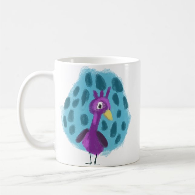 Taza de café con patrón de hoja abstracta de pavo  (Izquierda)