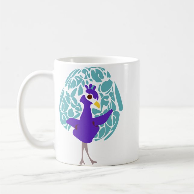 Taza de café con patrón de hoja abstracta de pavo  (Izquierda)