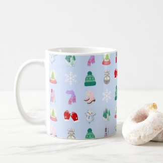 Taza de café con patrón de invierno/Navidad (11oz)