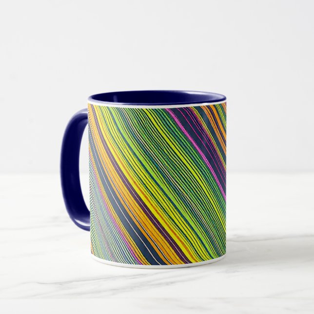 Taza De Café Con Patrón De Línea Colorida (Anverso izquierdo)
