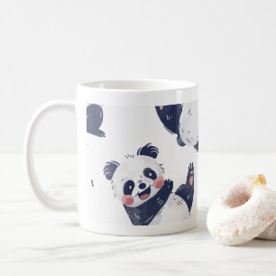 Taza de café con patrón de panda lindo