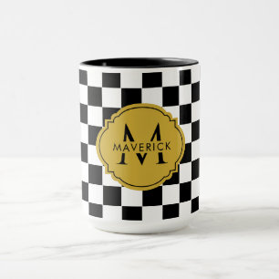 Taza de café con patrón de rejilla elegante y nomb