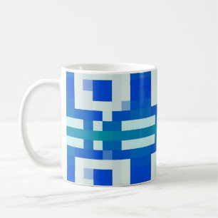 Taza de café con patrón geométrico de arte de píxe
